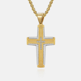 Personalized Tire Pattern Stainless Steel Cross Pendant