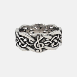 Vintage Note Pattern Braided Stainless Steel Viking Ring