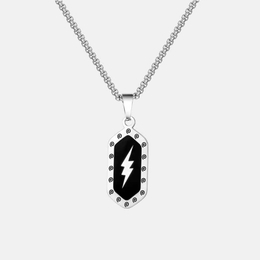 Simple Lightning Pattern Stainless Steel Hexagon Pendant