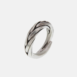 Antiker, geflochtener, gedrehter offener Ring aus Sterlingsilber