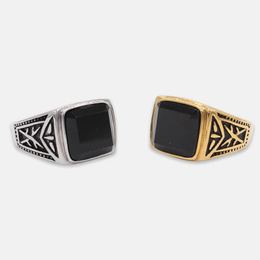 Vintage Square Stone Stainless Steel Ring