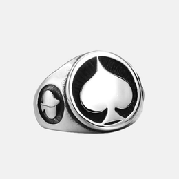 Retro Playing Card Spades Stainless Steel Ring