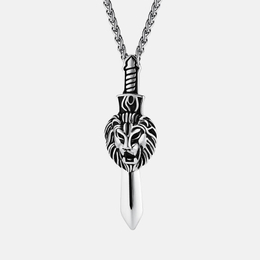 Lion's Head Short Sword Stainless Steel Pendant