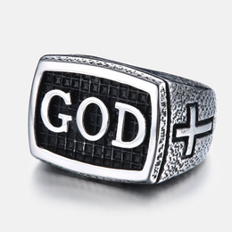 Retro GOD Stainless Steel Men's Ring