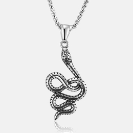 Vintage Curved Snake Stainless Steel Pendant