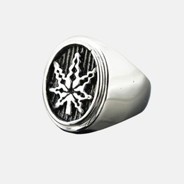 Viking Maple Leaf Stainless Steel Ring
