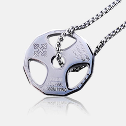 Round Dumbbell Piece Stainless Steel Pendant