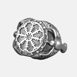 Odin's Raven Compass Stainless Steel Viking Ring