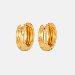 French Hexagram Zircon Inlay Stainless Steel Earrings