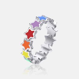Rainbow Pentagram Stainless Steel Ring