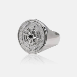 Round Compass Pattern Stainless Steel Ring