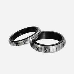 Roman Numerals Stainless Steel Couple Ring