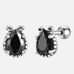 Retro Teardrop-Shaped Square Zircon Embossed Earrings