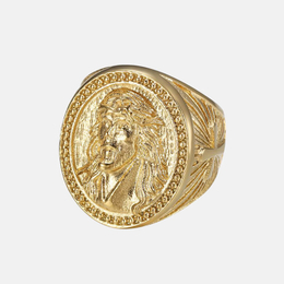 Jesus Portrait Cross Stainless Steel Ring
