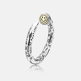 Graffiti Smiley Sterling Silver Screw Ring