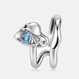 Offener Ring aus Sterlingsilber mit Diamantschädel