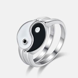 Simple Yin and Yang Drop Oil Stainless Steel Ring