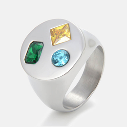 Minimalist Round Zircon-set Stainless Steel Ring