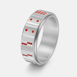 Simple Poker Dice Stainless Steel Spinner Ring