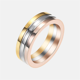 Simple Three-Color Stainless Steel Ring