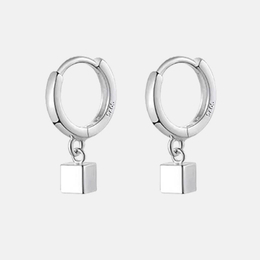 Simple Square Block Sterling Silver Earrings