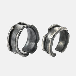 Rolled Up Paper Sterling Silver Couple Ring