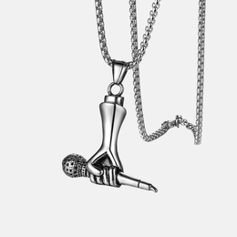 Hip Hop Hand Microphone Stainless Steel Pendant