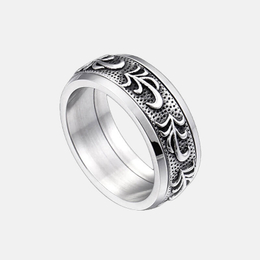 Olive Leaves Patterns Stainless Steel Ring