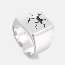 Cracked Stainless Steel Minimalist Ring