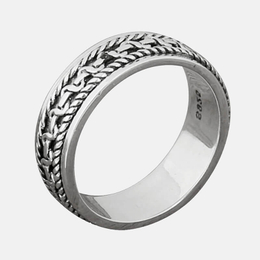 Vintage Twist Pattern S925 Sterling Silver Men's Ring