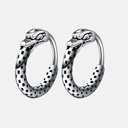 Simple Ouroboros Dragon Stainless Steel Earrings