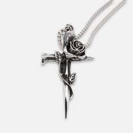Vintage Rose Cross Stainless Steel Pendant