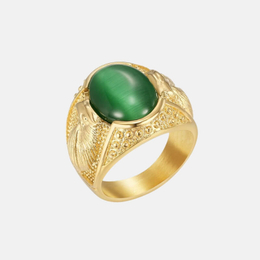Hip Hop Eagle Pattern Cat's Eye Stainless Steel Ring