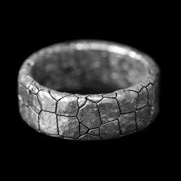 Cracked Sterling Silver Men's Couple Ring