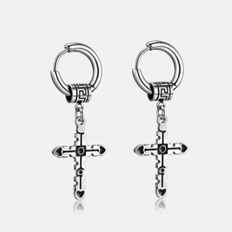 Punk Cross Stainless Steel Earrings