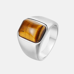 Tiger Eye Stainless Steel Gem Ring