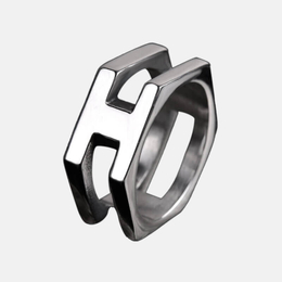 Hollow Hexagon Shape Stainless Steel Ring