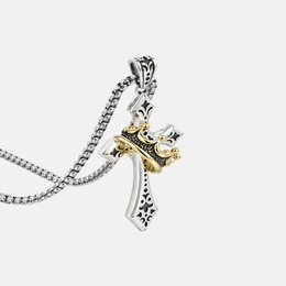 Vintage Crown Cross Copper Pendant