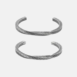 Retro Twisted Möbius Pattern Stainless Steel Open Bracelet