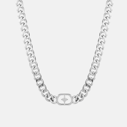 Simple Starburst Stainless Steel Cuban Necklace