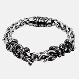 Double Snake Magnet Clasp Men's Bracelet