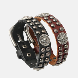 Punk Rivet Leather Alloy Wristband Bracelet