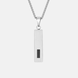 Simple Rectangular Zircon-Set Stainless Steel Pendant
