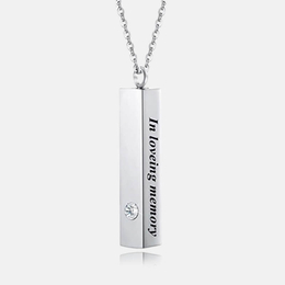 Simple Square Letter Zirconia Stainless Steel Necklace
