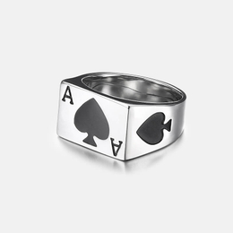 Poker Spades Stainless Steel Men's Ring