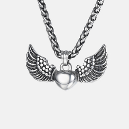 Punk Angel Wings Heart Stainless Steel Pendant