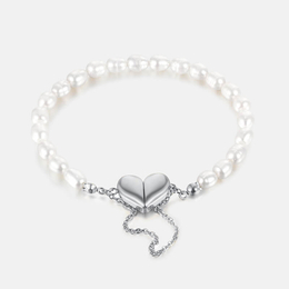 Magnetic Heart Pearl Stainless Steel Couple Bracelet