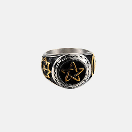 Punk Retro Pentagram Stainless Steel Ring