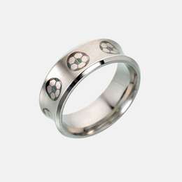 Football Pattern Stainless Steel Ring