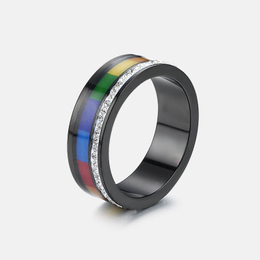 LGBT Rainbow Pride Flag Stainless Steel Ring
